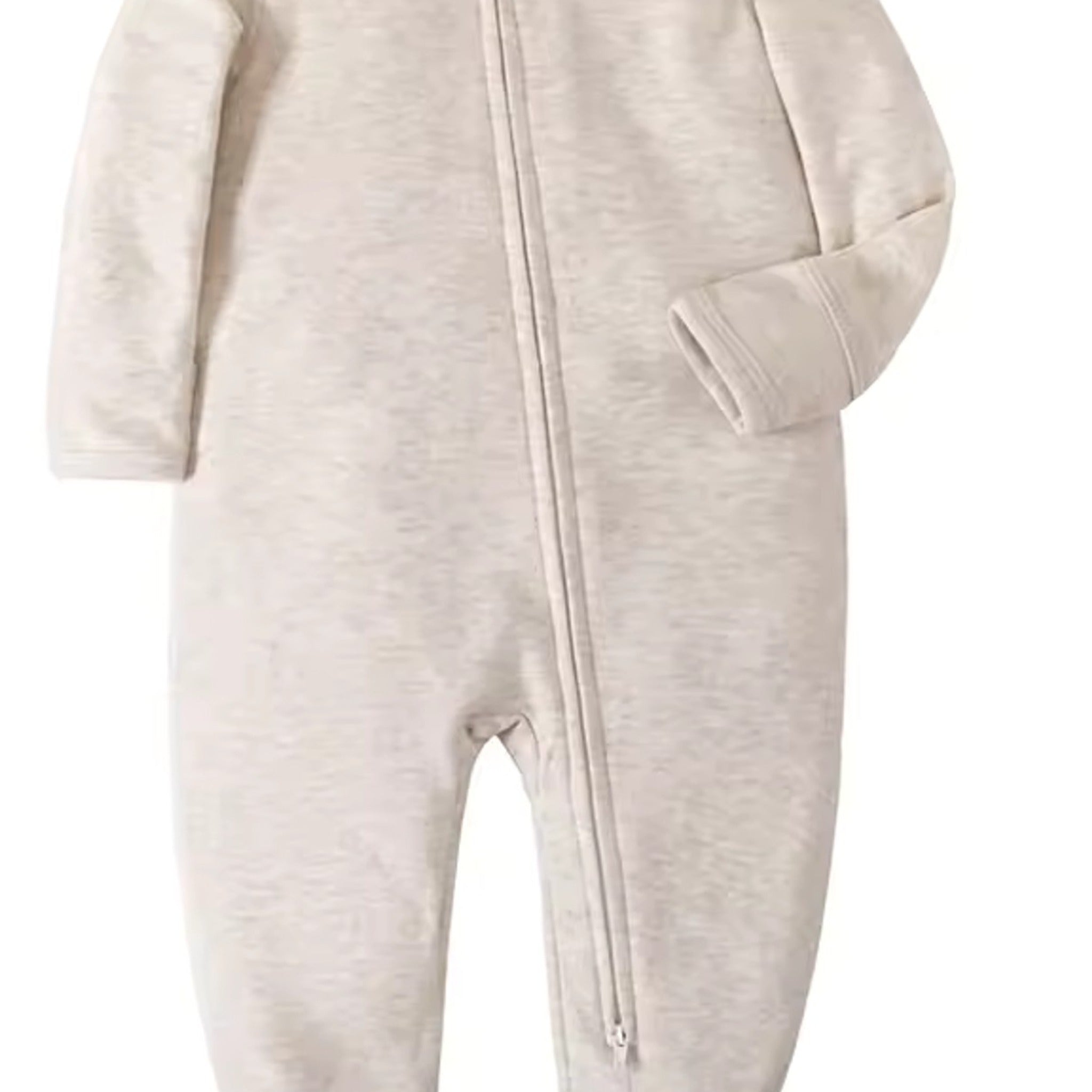 Oatmeal Solid Footed Pajama - fabric detail