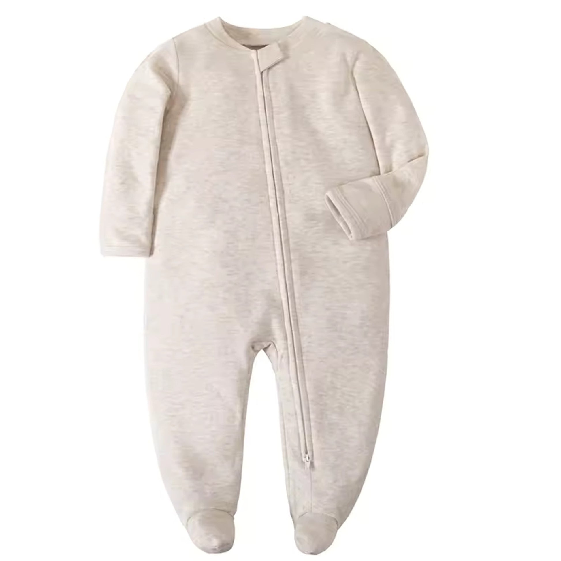 Oatmeal Solid Footed Pajama - wide detail