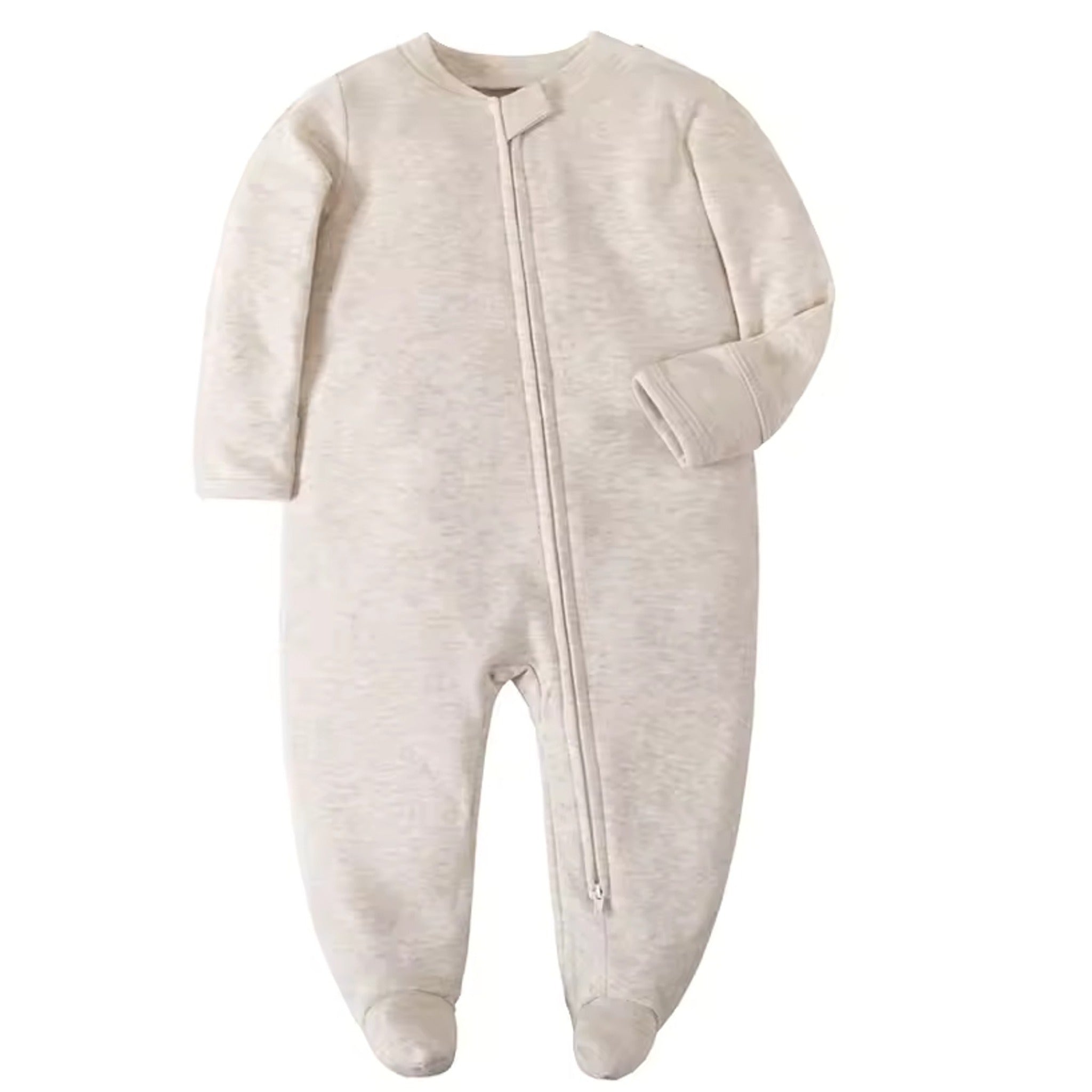 Oatmeal Solid Footed Pajama - wide detail