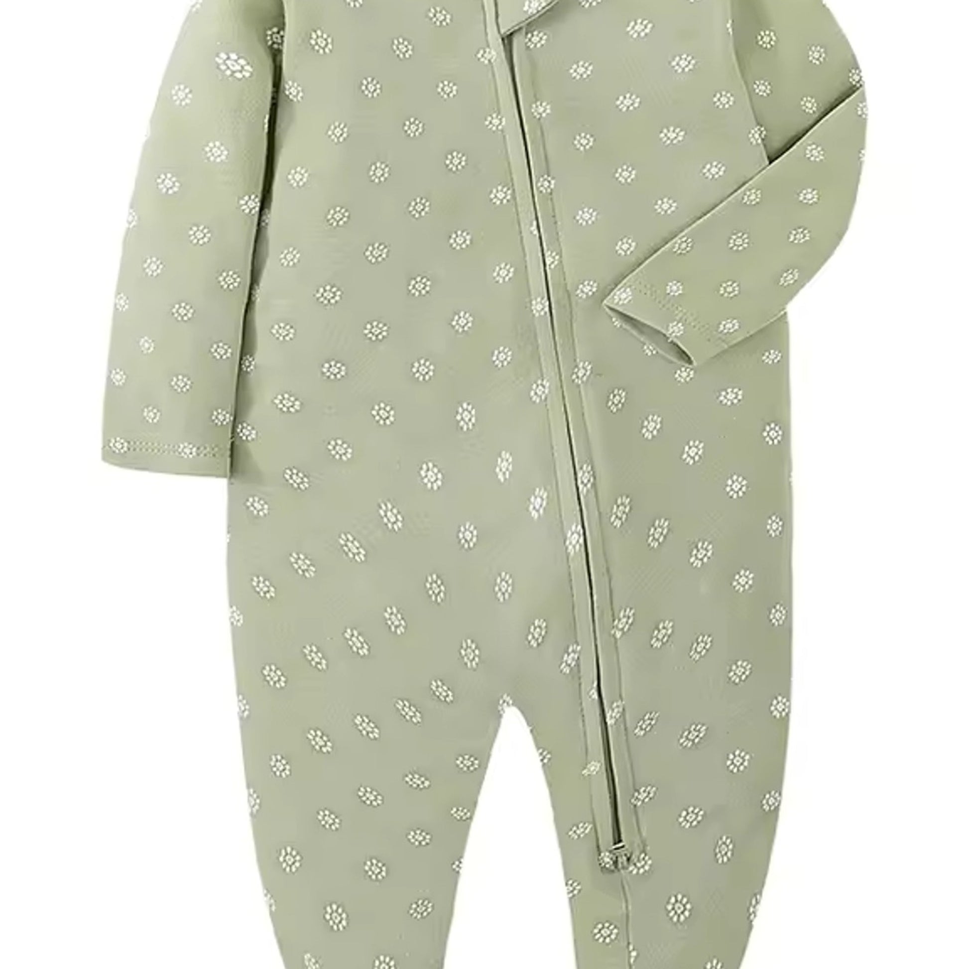Sage Dot Footed Pajama - fabric detail