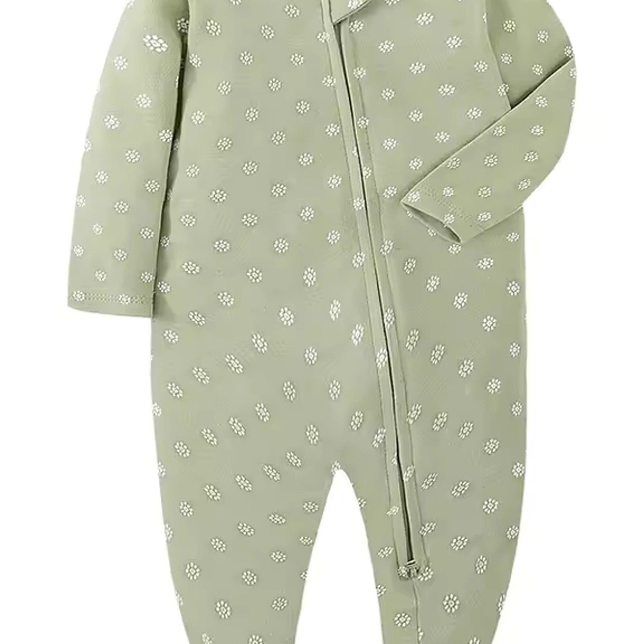 Sage Dot Footed Pajama - fabric detail