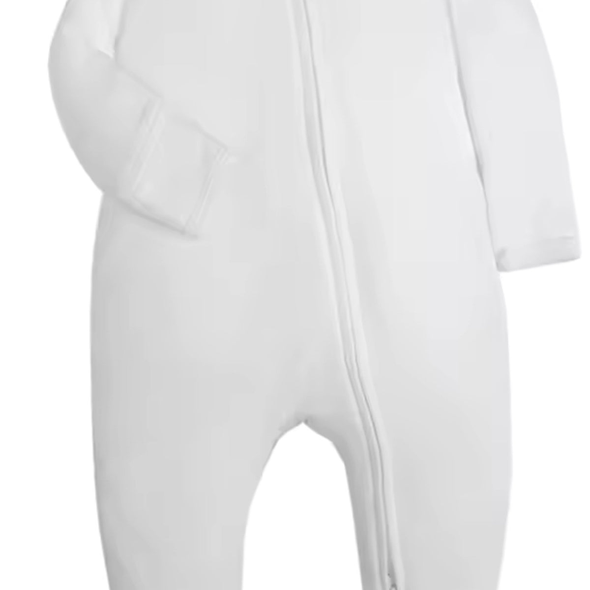 White Solid Footed Pajama - fabric detail