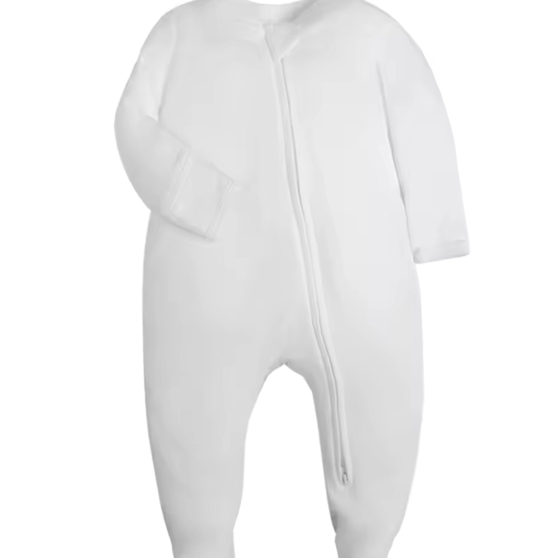 White Solid Footed Pajama - wide detail