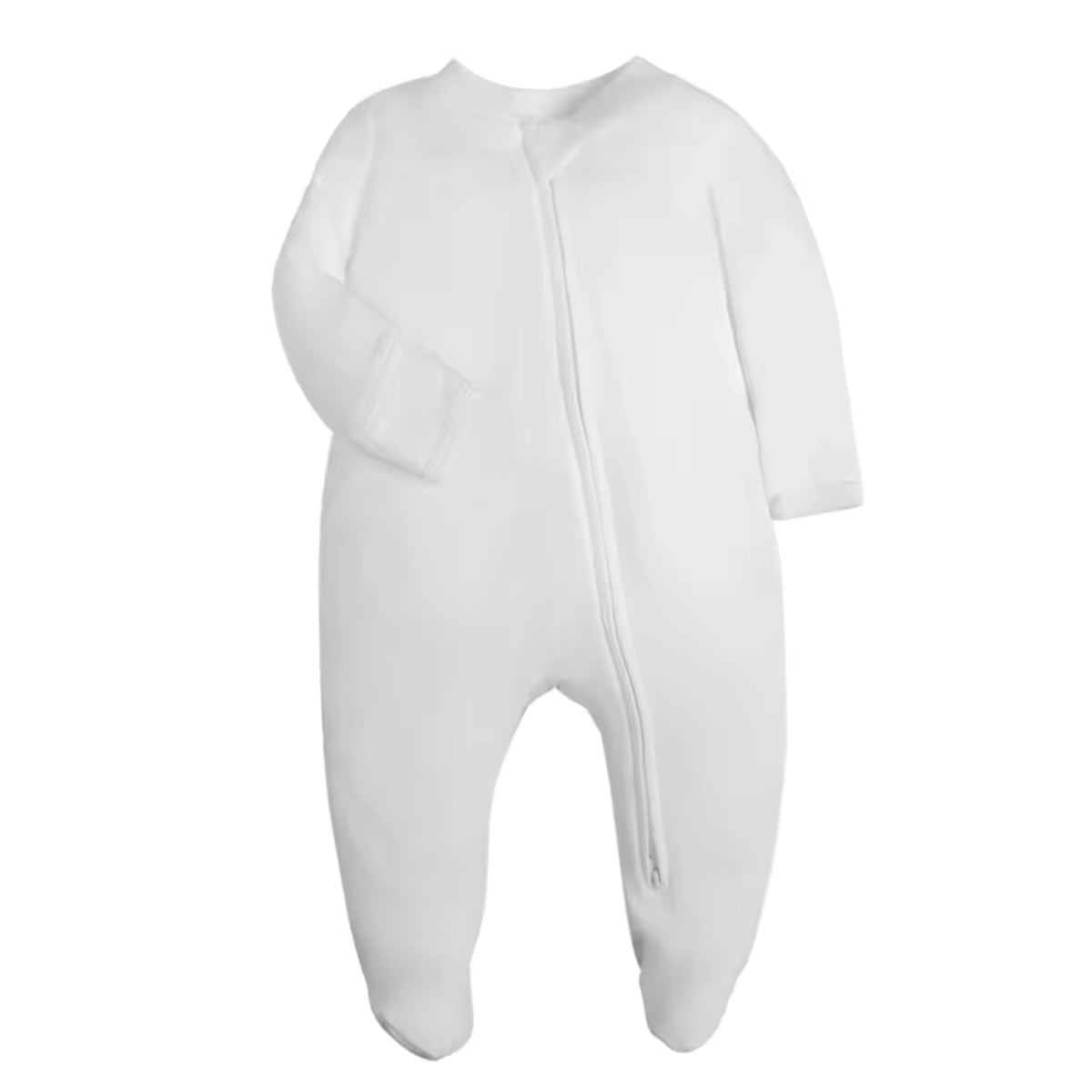 White Solid Footed Pajama - front